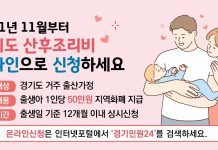 경기도 산후조리비, 11월24일부터 온라인 신청도 가능합니다.