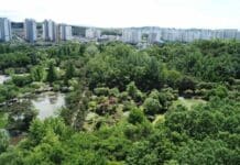 경기도 물향기수목원, 초미세먼지 저감능력실험 결과 수목원 외부보다 내부 미세먼지 32.1% 낮아. 여과능력 증명