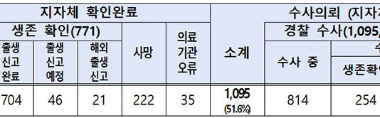 출생미신고 아동 2123명 중 249명 사망 확인…“발견 체계 속도있게 개선”