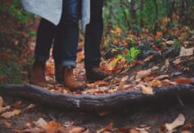 가을의 상쾌함을 운동으로 만끽하며 다이어트 성공하기 a man and a woman walking in the woods