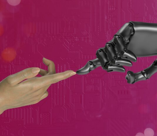 인공지능 활용, 유전자 합성 자동화 기술 개발한다 two hands touching each other in front of a pink background