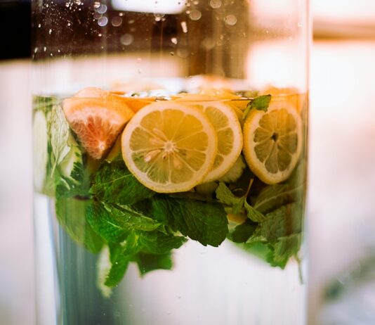 “해독주스? 디톡스? 다이어트에 정말 효과 있을까?”… 과학적으로 따져보자 a glass of water with a lemon slice and a leafy green plant