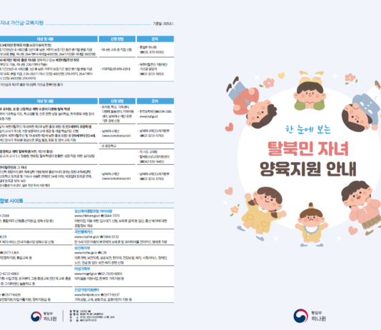 하나원 한 눈에 보는 탈북민 자녀 양육지원 안내 자료 발간