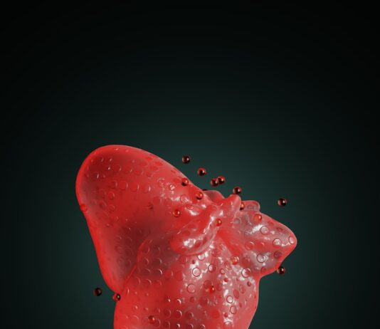 간 건강의 경고등 — ‘비알코올성 지방간’이 늘고 있다 a red substance floating on top of a black surface