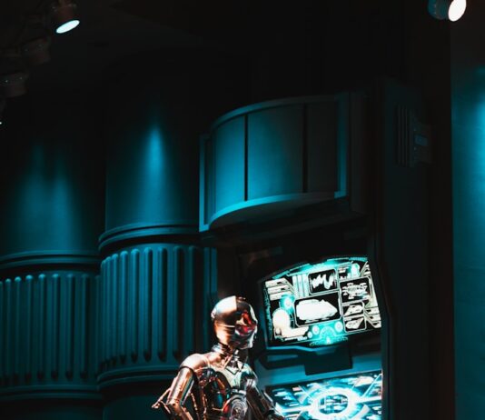 AI 기반 건강 관리, 맞춤형 의료 혁신의 미래를 열다 a man standing in front of a tv in a dark room