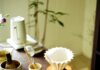 일상 속에서 실천하는 웰니스 문화, 건강한 삶의 새로운 흐름 Various tea ceremony utensils arranged on a wooden table.