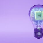 “AI와 함께하는 스마트 건강 관리, 우리 집 일상에 스며들다” Ai brain inside a lightbulb illustrates an idea.